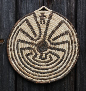 Woven “Man in the Maze” plaque, Arizona, mid-20th century