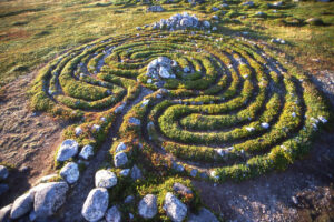 Stone labyrinth, Bolshoi Zayatsky, Russia, age uncertain.